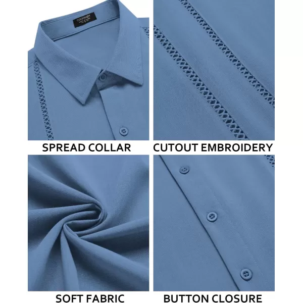 COOFANDY Men's Cuban Guayabera Shirt Short Sleeve Button Down Shirts Casual Summer Beach Linen Shirts