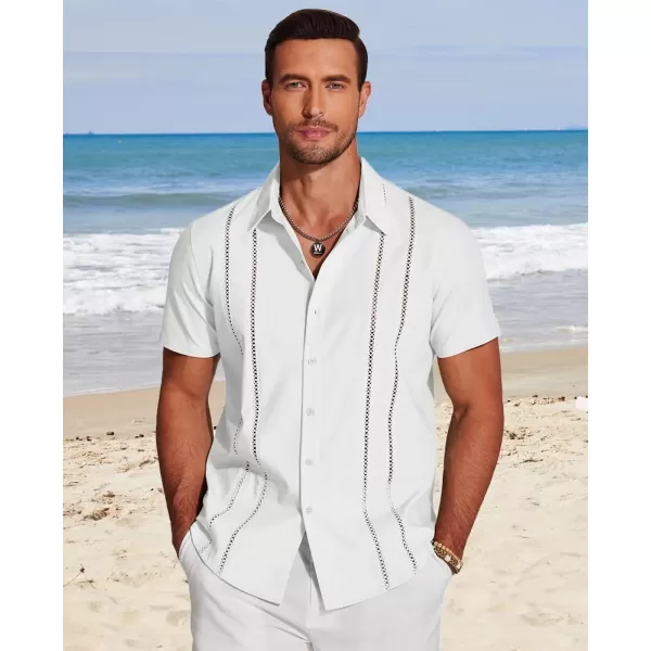 COOFANDY Men's Cuban Guayabera Shirt Short Sleeve Button Down Shirts Casual Summer Beach Linen Shirts