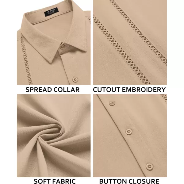COOFANDY Men's Cuban Guayabera Shirt Short Sleeve Button Down Shirts Casual Summer Beach Linen Shirts