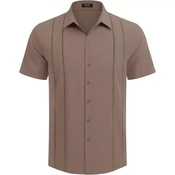 COOFANDY Men's Cuban Guayabera Shirt Short Sleeve Button Down Shirts Casual Summer Beach Linen Shirts