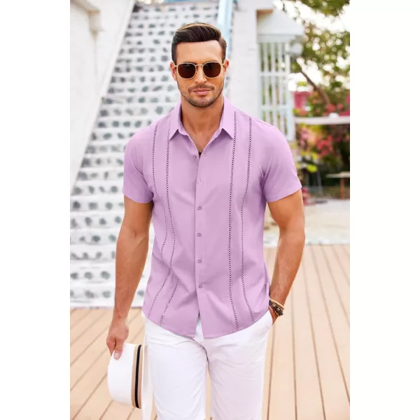 COOFANDY Men's Cuban Guayabera Shirt Short Sleeve Button Down Shirts Casual Summer Beach Linen Shirts
