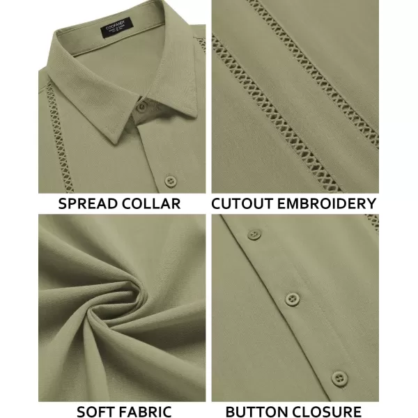 COOFANDY Men's Cuban Guayabera Shirt Short Sleeve Button Down Shirts Casual Summer Beach Linen Shirts