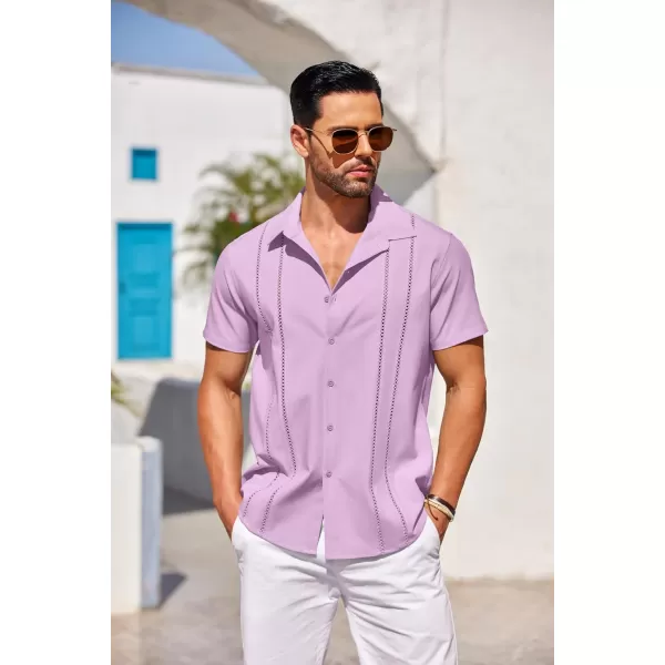 COOFANDY Men's Cuban Guayabera Shirt Short Sleeve Button Down Shirts Casual Summer Beach Linen Shirts