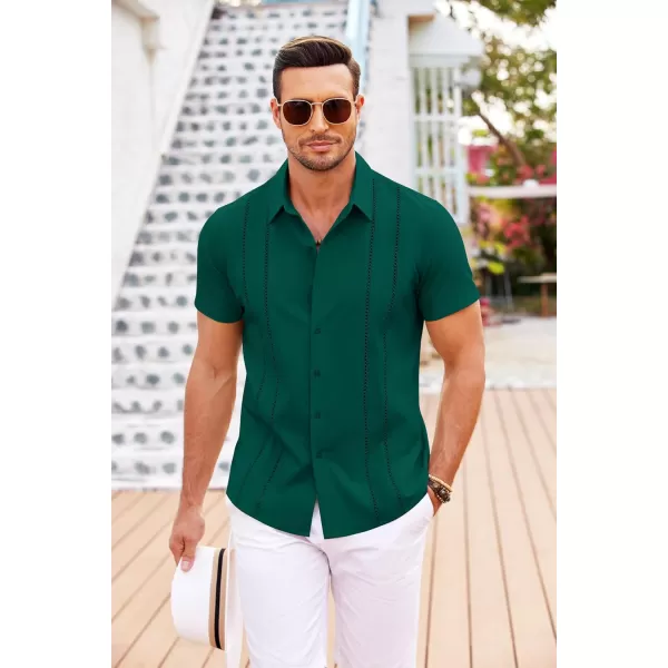 COOFANDY Men's Cuban Guayabera Shirt Short Sleeve Button Down Shirts Casual Summer Beach Linen Shirts