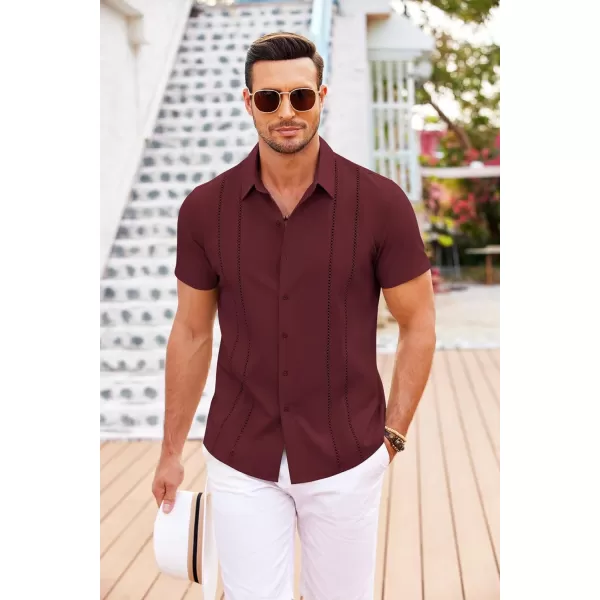 COOFANDY Men's Cuban Guayabera Shirt Short Sleeve Button Down Shirts Casual Summer Beach Linen Shirts