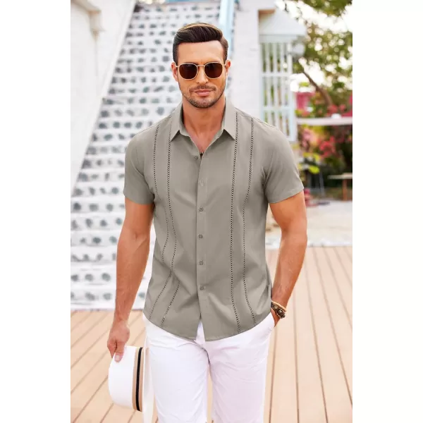 COOFANDY Men's Cuban Guayabera Shirt Short Sleeve Button Down Shirts Casual Summer Beach Linen Shirts