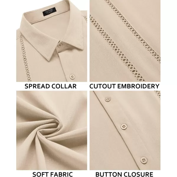 COOFANDY Men's Cuban Guayabera Shirt Short Sleeve Button Down Shirts Casual Summer Beach Linen Shirts
