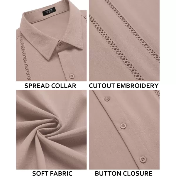 COOFANDY Men's Cuban Guayabera Shirt Short Sleeve Button Down Shirts Casual Summer Beach Linen Shirts