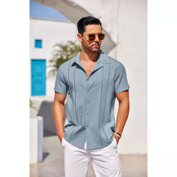 COOFANDY Men's Cuban Guayabera Shirt Short Sleeve Button Down Shirts Casual Summer Beach Linen Shirts