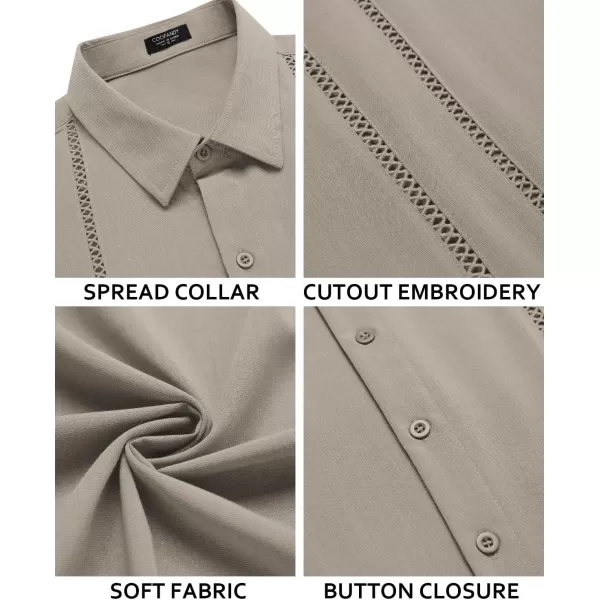 COOFANDY Men's Cuban Guayabera Shirt Short Sleeve Button Down Shirts Casual Summer Beach Linen Shirts