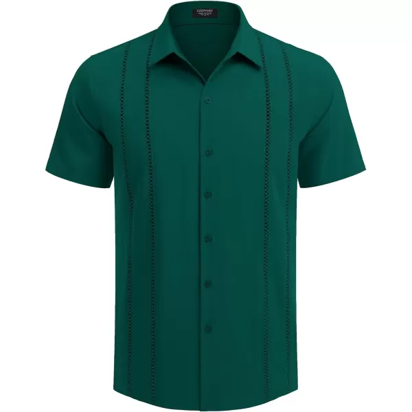 COOFANDY Men's Cuban Guayabera Shirt Short Sleeve Button Down Shirts Casual Summer Beach Linen Shirts