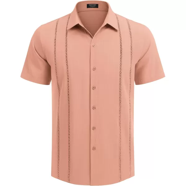 COOFANDY Men's Cuban Guayabera Shirt Short Sleeve Button Down Shirts Casual Summer Beach Linen Shirts