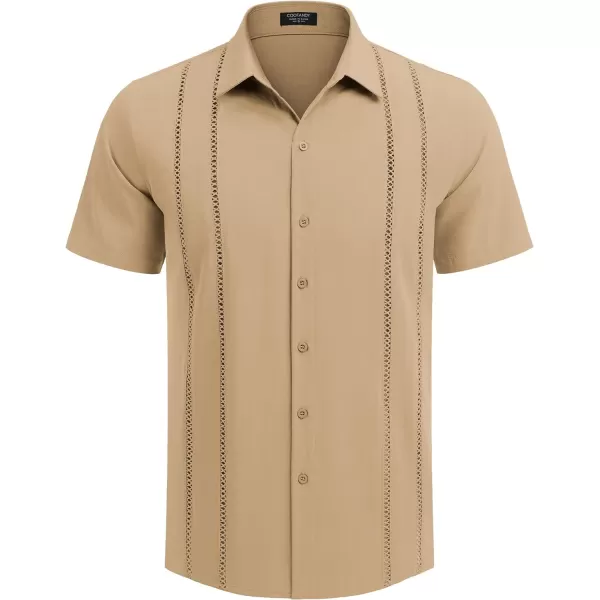COOFANDY Men's Cuban Guayabera Shirt Short Sleeve Button Down Shirts Casual Summer Beach Linen Shirts