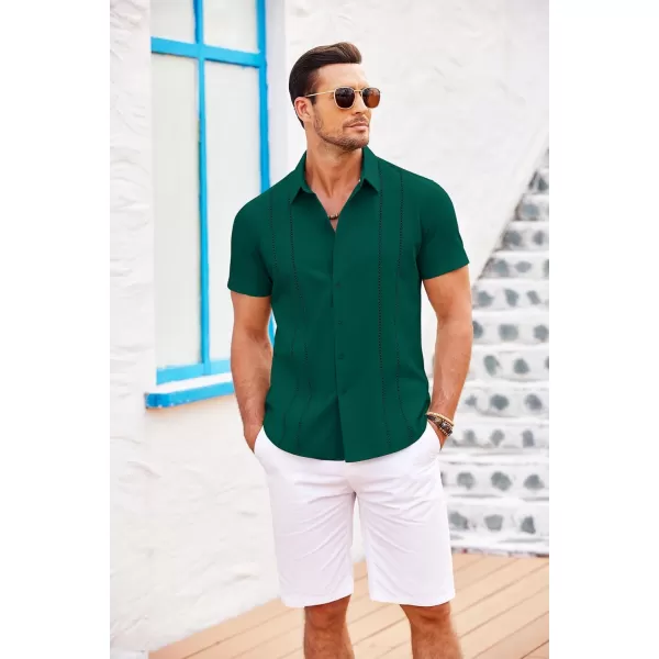 COOFANDY Men's Cuban Guayabera Shirt Short Sleeve Button Down Shirts Casual Summer Beach Linen Shirts