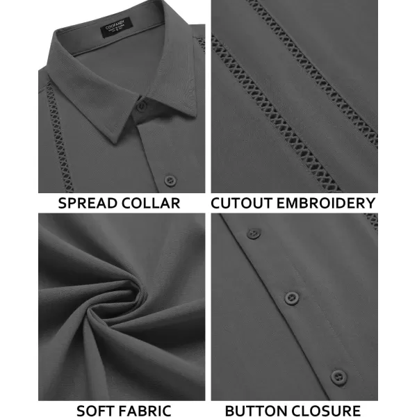 COOFANDY Men's Cuban Guayabera Shirt Short Sleeve Button Down Shirts Casual Summer Beach Linen Shirts