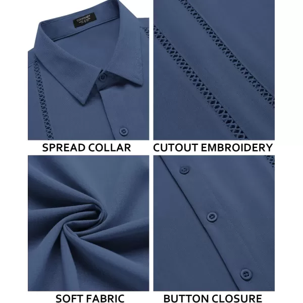 COOFANDY Men's Cuban Guayabera Shirt Short Sleeve Button Down Shirts Casual Summer Beach Linen Shirts
