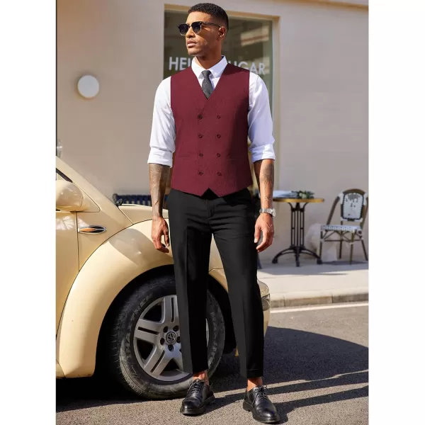 COOFANDY Men's Double Breasted Suit Vest Lightweight Waistcoat Slim Fit Dress Vest