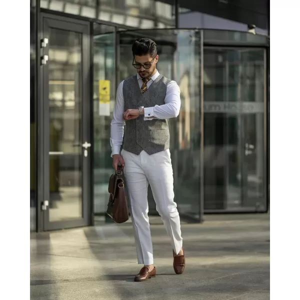 COOFANDY Men's Double Breasted Suit Vest Lightweight Waistcoat Slim Fit Dress Vest
