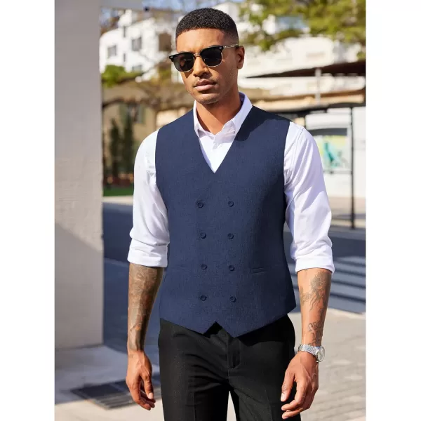 COOFANDY Men's Double Breasted Suit Vest Lightweight Waistcoat Slim Fit Dress Vest