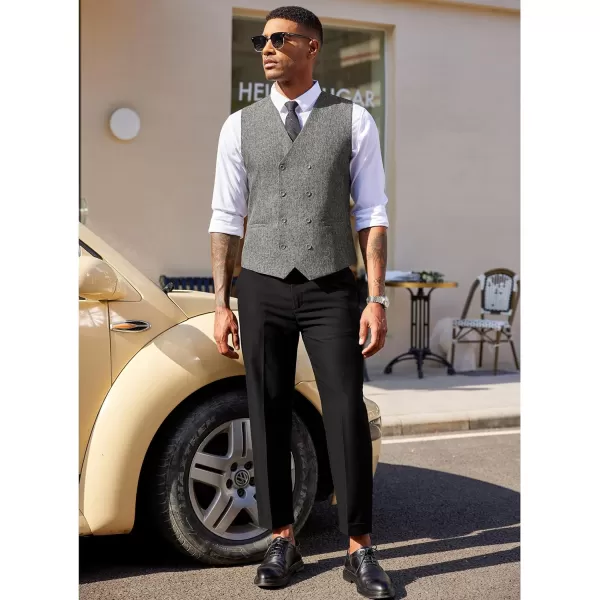 COOFANDY Men's Double Breasted Suit Vest Lightweight Waistcoat Slim Fit Dress Vest