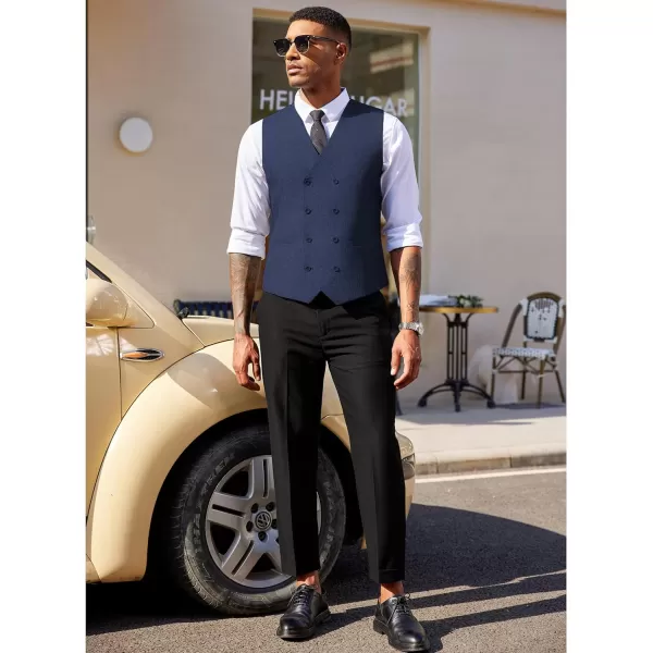 COOFANDY Men's Double Breasted Suit Vest Lightweight Waistcoat Slim Fit Dress Vest