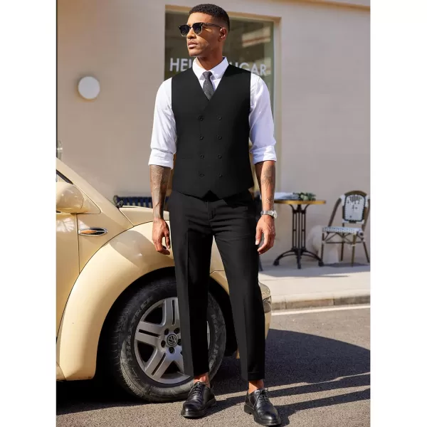 COOFANDY Men's Double Breasted Suit Vest Lightweight Waistcoat Slim Fit Dress Vest