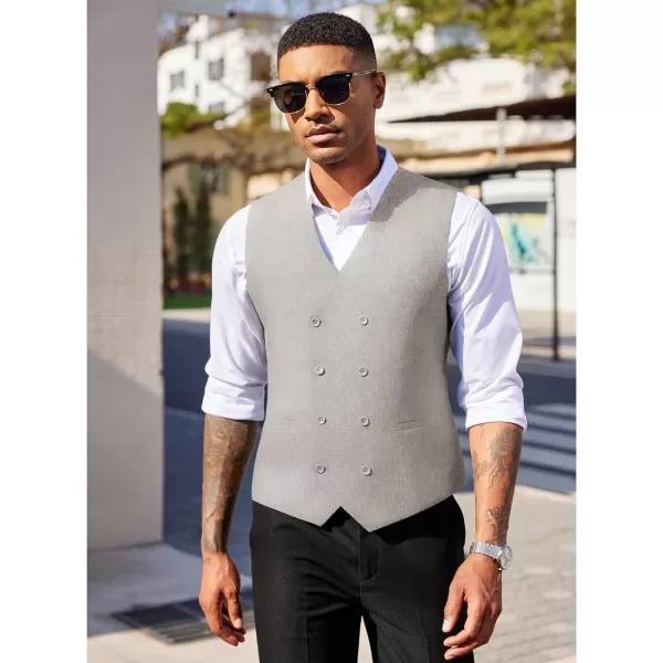 COOFANDY Men's Double Breasted Suit Vest Lightweight Waistcoat Slim Fit Dress Vest