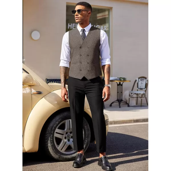 COOFANDY Men's Double Breasted Suit Vest Lightweight Waistcoat Slim Fit Dress Vest