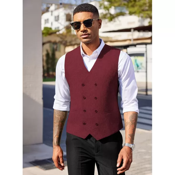 COOFANDY Men's Double Breasted Suit Vest Lightweight Waistcoat Slim Fit Dress Vest