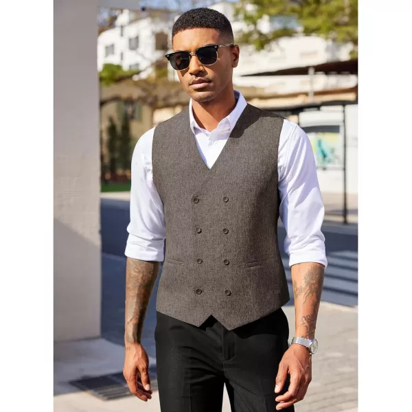 COOFANDY Men's Double Breasted Suit Vest Lightweight Waistcoat Slim Fit Dress Vest