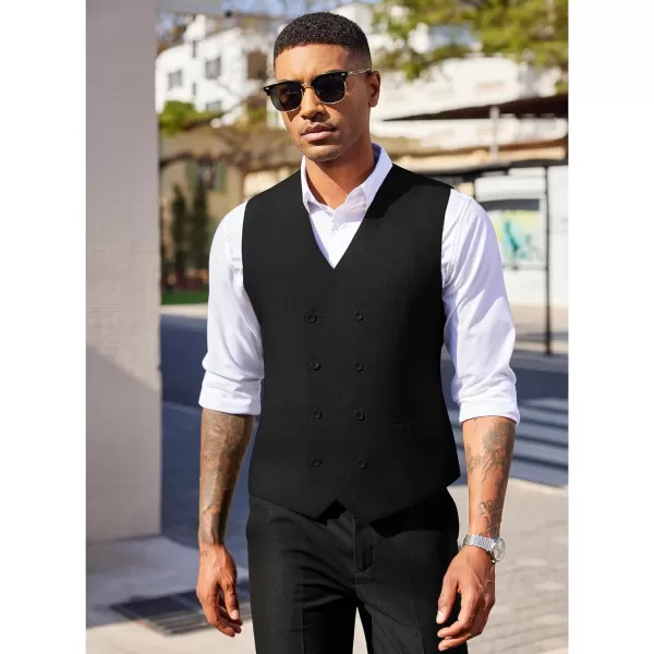 COOFANDY Men's Double Breasted Suit Vest Lightweight Waistcoat Slim Fit Dress Vest