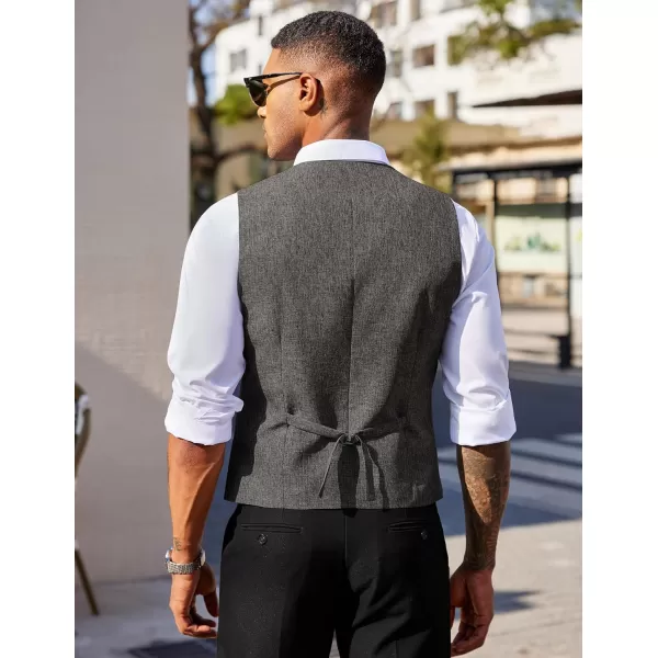 COOFANDY Men's Double Breasted Suit Vest Lightweight Waistcoat Slim Fit Dress Vest