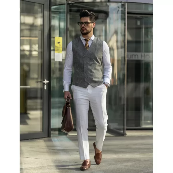 COOFANDY Men's Double Breasted Suit Vest Lightweight Waistcoat Slim Fit Dress Vest