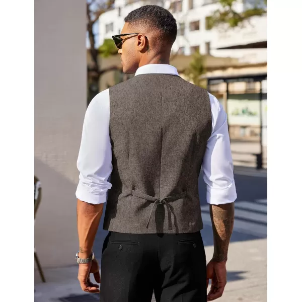 COOFANDY Men's Double Breasted Suit Vest Lightweight Waistcoat Slim Fit Dress Vest