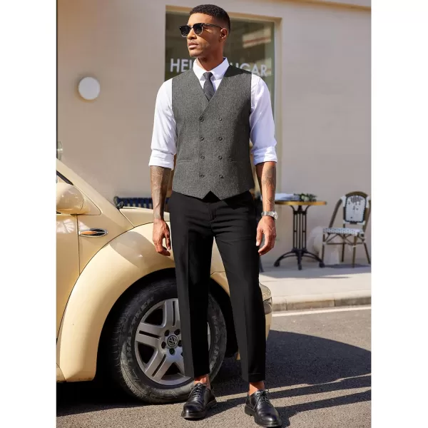 COOFANDY Men's Double Breasted Suit Vest Lightweight Waistcoat Slim Fit Dress Vest