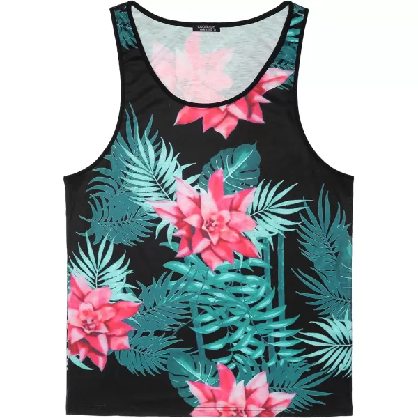 COOFANDY Men's Floral Tank Top Sleeveless Tees All Over Print Casual Sport T-Shirts Hawaii Beach Vacation