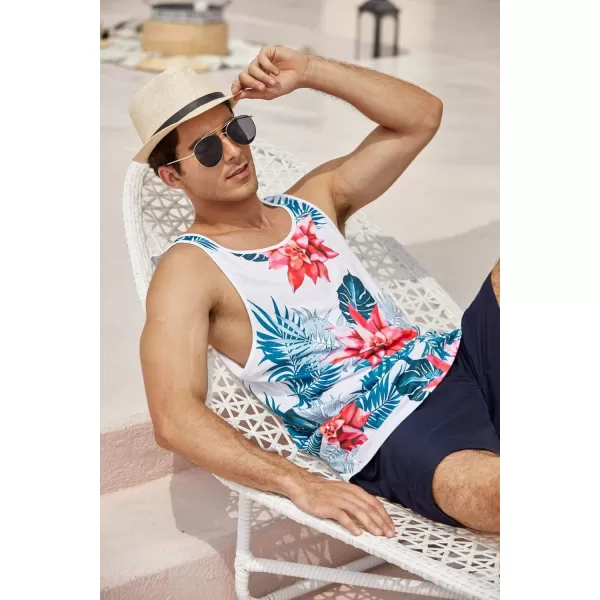 COOFANDY Men's Floral Tank Top Sleeveless Tees All Over Print Casual Sport T-Shirts Hawaii Beach Vacation