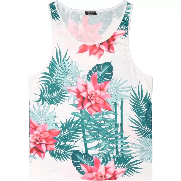COOFANDY Men's Floral Tank Top Sleeveless Tees All Over Print Casual Sport T-Shirts Hawaii Beach Vacation
