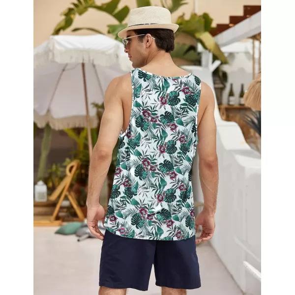 COOFANDY Men's Floral Tank Top Sleeveless Tees All Over Print Casual Sport T-Shirts Hawaii Beach Vacation