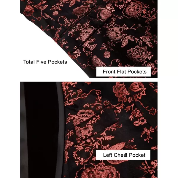 COOFANDY Men's Floral Tuxedo Jacket Shawl Lapel One Button Velvet Suit Jacket Dinner Prom Party Wedding Blazer
