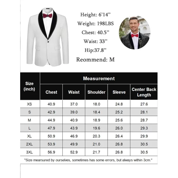 COOFANDY Men's Floral Tuxedo Jacket Shawl Lapel One Button Velvet Suit Jacket Dinner Prom Party Wedding Blazer