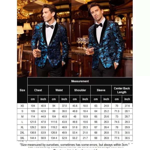 COOFANDY Men's Floral Tuxedo Jacket Shawl Lapel One Button Velvet Suit Jacket Dinner Prom Party Wedding Blazer