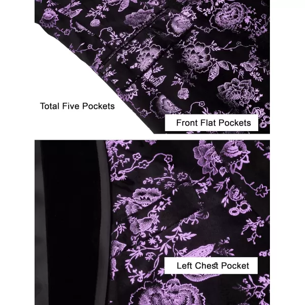 COOFANDY Men's Floral Tuxedo Jacket Shawl Lapel One Button Velvet Suit Jacket Dinner Prom Party Wedding Blazer