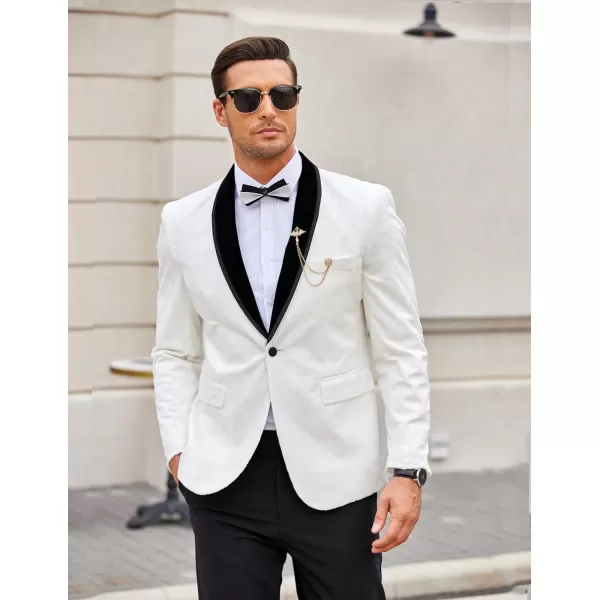 COOFANDY Men's Floral Tuxedo Jacket Shawl Lapel One Button Velvet Suit Jacket Dinner Prom Party Wedding Blazer