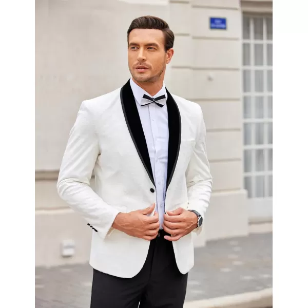 COOFANDY Men's Floral Tuxedo Jacket Shawl Lapel One Button Velvet Suit Jacket Dinner Prom Party Wedding Blazer