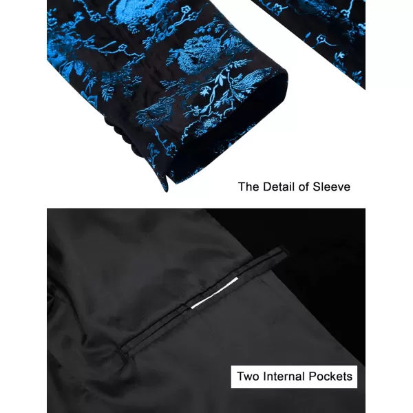 COOFANDY Men's Floral Tuxedo Jacket Shawl Lapel One Button Velvet Suit Jacket Dinner Prom Party Wedding Blazer
