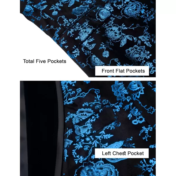 COOFANDY Men's Floral Tuxedo Jacket Shawl Lapel One Button Velvet Suit Jacket Dinner Prom Party Wedding Blazer