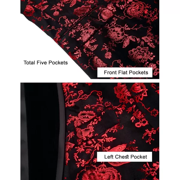 COOFANDY Men's Floral Tuxedo Jacket Shawl Lapel One Button Velvet Suit Jacket Dinner Prom Party Wedding Blazer