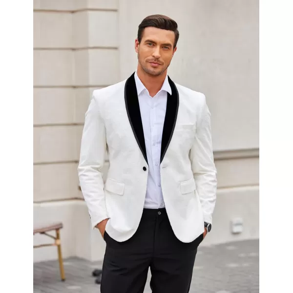 COOFANDY Men's Floral Tuxedo Jacket Shawl Lapel One Button Velvet Suit Jacket Dinner Prom Party Wedding Blazer