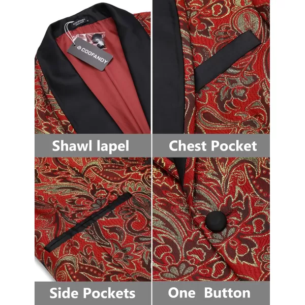 COOFANDY Men's Floral Tuxedo Suit Jacket Slim Fit Dinner Jacket Party Prom Wedding Blazer Jackets